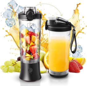 Portable Blender for Shakes and Smoothies, 20oz Rechargeable Electric Protein Shaker Bottle with 6 Leaf Blade, Travel Lid
